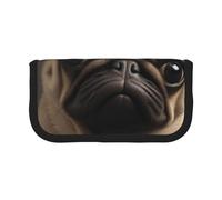 MKNAZ Pretty Pug Printed Canvas Pencil Case Large Capacity Pen Pouch Stationery Organiser, Makeup Cosmetic Bag for School Office Travel, Student Gifts