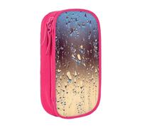 MKNAZ Rain Drops on Glass Printed Pencil Case Pen Bag Double-Layer Pen Pouch Organizer for Student Artists School Office College, Pink