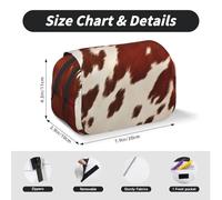 MKNAZ Red and White Cowhide Prints Flip Pencil Case - Double-Layer Large Capacity Pen Organizer with Dual Zippers - for Students, Artists & Travelers