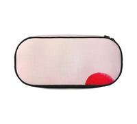 MKNAZ Red Heart Pink Glitter Printed Pencil Case & Makeup Pouch Oxford Fabric Stationery Pouch Unisex Pencil Box for School/Office/Travel