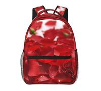 MKNAZ Red Rose Petals Printed Printed School Backpack Bookbag for Girls Boys Travel Laptop Backpack for School Hiking Camping Work