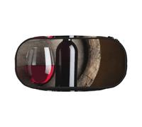 MKNAZ Red Wine Bottle Glass Printed Pencil Case & Makeup Pouch Oxford Fabric Stationery Pouch Unisex Pencil Box for School/Office/Travel