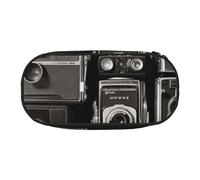 MKNAZ Retro Cool Camera Collection Printed Pencil Case & Makeup Pouch Oxford Fabric Stationery Pouch Unisex Pencil Box for School/Office/Travel