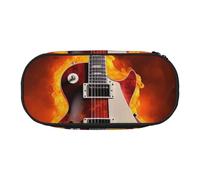MKNAZ Rock Guitar in Burning Printed Pencil Case & Makeup Pouch Oxford Fabric Stationery Pouch Unisex Pencil Box for School/Office/Travel