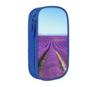 MKNAZ Romantic Lavender Printed Pencil Case Pen Bag Double-Layer Pen Pouch Organizer for Student Artists School Office College, Blue