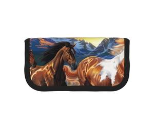 MKNAZ Running Horses Printed Canvas Pencil Case Large Capacity Pen Pouch Stationery Organiser, Makeup Cosmetic Bag for School Office Travel, Student Gifts