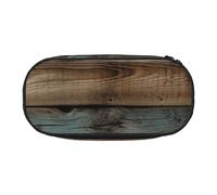 MKNAZ Rustic Old Barn Wood Printed Pencil Case & Makeup Pouch Oxford Fabric Stationery Pouch Unisex Pencil Box for School/Office/Travel