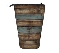 MKNAZ Rustic Old Barn Wood Printed Telescopic Pencil Case Stand Up Pen Bag, Cute Pencil Organizer Portable Pencil Bag Suitable for School Office
