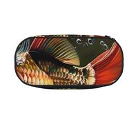 MKNAZ Safflower Flying Fish Printed Pencil Case & Makeup Pouch Oxford Fabric Stationery Pouch Unisex Pencil Box for School/Office/Travel