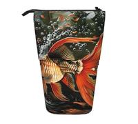 MKNAZ Safflower Flying Fish Printed Telescopic Pencil Case Stand Up Pen Bag, Cute Pencil Organizer Portable Pencil Bag Suitable for School Office