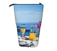 MKNAZ Scenery of a Table Above Sea Printed Telescopic Pencil Case Stand Up Pen Bag, Cute Pencil Organizer Portable Pencil Bag Suitable for School Office