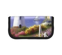 MKNAZ Sea Beacon Printed Canvas Pencil Case Large Capacity Pen Pouch Stationery Organiser, Makeup Cosmetic Bag for School Office Travel, Student Gifts