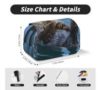 MKNAZ Sea Otter Prints Flip Pencil Case - Double-Layer Large Capacity Pen Organizer with Dual Zippers - for Students, Artists & Travelers