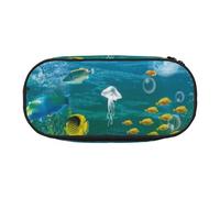 MKNAZ Sea World Printed Pencil Case & Makeup Pouch Oxford Fabric Stationery Pouch Unisex Pencil Box for School/Office/Travel