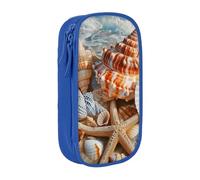 MKNAZ Seashell Landscape On The Beach Printed Pencil Case Pen Bag Double-Layer Pen Pouch Organizer for Student Artists School Office College, Blue