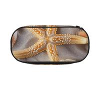 MKNAZ Seashell Sandy Beach Printed Pencil Case & Makeup Pouch Oxford Fabric Stationery Pouch Unisex Pencil Box for School/Office/Travel