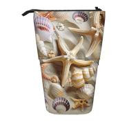MKNAZ Seashell Sandy Beach Theme Printed Telescopic Pencil Case Stand Up Pen Bag, Cute Pencil Organizer Portable Pencil Bag Suitable for School Office