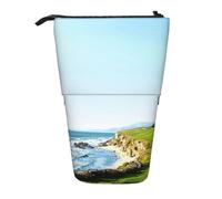 MKNAZ Seaside Golf Course Printed Telescopic Pencil Case Stand Up Pen Bag, Cute Pencil Organizer Portable Pencil Bag Suitable for School Office