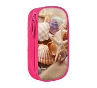 MKNAZ Shells on The Beach Printed Pencil Case Pen Bag Double-Layer Pen Pouch Organizer for Student Artists School Office College, Pink