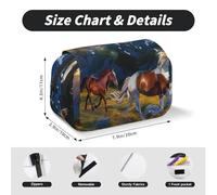 MKNAZ Shocking Running Horses Prints Flip Pencil Case - Double-Layer Large Capacity Pen Organizer with Dual Zippers - for Students, Artists & Travelers