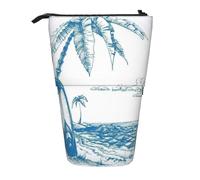 MKNAZ Sketch Hawaii Printed Telescopic Pencil Case Stand Up Pen Bag, Cute Pencil Organizer Portable Pencil Bag Suitable for School Office
