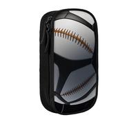 MKNAZ Slight Flight Sports Ball Printed Pencil Case Pen Bag Double-Layer Pen Pouch Organizer for Student Artists School Office College, Black