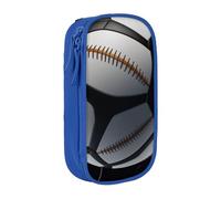 MKNAZ Slight Flight Sports Ball Printed Pencil Case Pen Bag Double-Layer Pen Pouch Organizer for Student Artists School Office College, Blue