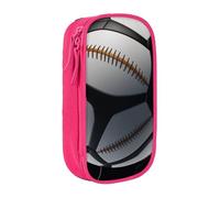 MKNAZ Slight Flight Sports Ball Printed Pencil Case Pen Bag Double-Layer Pen Pouch Organizer for Student Artists School Office College, Pink