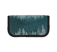 MKNAZ Snow Covered Village Town Printed Canvas Pencil Case Large Capacity Pen Pouch Stationery Organiser, Makeup Cosmetic Bag for School Office Travel, Student Gifts