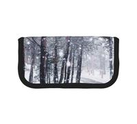 MKNAZ Snow Street Printed Canvas Pencil Case Large Capacity Pen Pouch Stationery Organiser, Makeup Cosmetic Bag for School Office Travel, Student Gifts