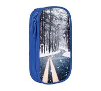 MKNAZ Snow Street Printed Pencil Case Pen Bag Double-Layer Pen Pouch Organizer for Student Artists School Office College, Blue
