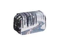 MKNAZ Snow Street Prints Flip Pencil Case - Double-Layer Large Capacity Pen Organizer with Dual Zippers - for Students, Artists & Travelers