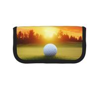 MKNAZ Sport Golf Ball Sunset Tree Printed Canvas Pencil Case Large Capacity Pen Pouch Stationery Organiser, Makeup Cosmetic Bag for School Office Travel, Student Gifts