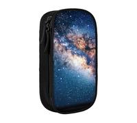 MKNAZ Starry Universe Space Printed Pencil Case Pen Bag Double-Layer Pen Pouch Organizer for Student Artists School Office College, Black