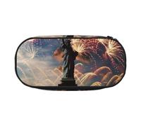 MKNAZ Statue of Liberty Flag Printed Pencil Case & Makeup Pouch Oxford Fabric Stationery Pouch Unisex Pencil Box for School/Office/Travel
