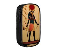 MKNAZ Sun Old Egyptian Timeless Grace Printed Pencil Case Pen Bag Double-Layer Pen Pouch Organizer for Student Artists School Office College, Black