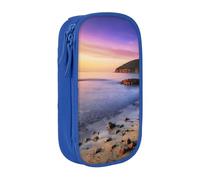 MKNAZ Sun The Beach with Pebbles Printed Pencil Case Pen Bag Double-Layer Pen Pouch Organizer for Student Artists School Office College, Blue