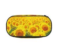 MKNAZ Sunflower Field Sunset Printed Pencil Case & Makeup Pouch Oxford Fabric Stationery Pouch Unisex Pencil Box for School/Office/Travel