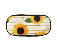 MKNAZ Sunflower Pattern Printed Pencil Case & Makeup Pouch Oxford Fabric Stationery Pouch Unisex Pencil Box for School/Office/Travel