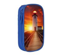 MKNAZ Sunset at the Seaside Printed Pencil Case Pen Bag Double-Layer Pen Pouch Organizer for Student Artists School Office College, Blue