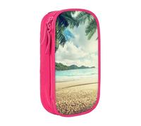 MKNAZ Sunset on The Beach Printed Pencil Case Pen Bag Double-Layer Pen Pouch Organizer for Student Artists School Office College, Pink