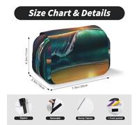 MKNAZ Sunset Seaside Prints Flip Pencil Case - Double-Layer Large Capacity Pen Organizer with Dual Zippers - for Students, Artists & Travelers
