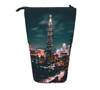 MKNAZ Taipei Scenery Printed Telescopic Pencil Case Stand Up Pen Bag, Cute Pencil Organizer Portable Pencil Bag Suitable for School Office