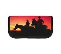 MKNAZ Texas Cowboy Printed Canvas Pencil Case Large Capacity Pen Pouch Stationery Organiser, Makeup Cosmetic Bag for School Office Travel, Student Gifts