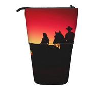 MKNAZ Texas Cowboy Printed Telescopic Pencil Case Stand Up Pen Bag, Cute Pencil Organizer Portable Pencil Bag Suitable for School Office