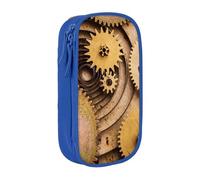 MKNAZ The Clocks Theme Gears Printed Pencil Case Pen Bag Double-Layer Pen Pouch Organizer for Student Artists School Office College, Blue