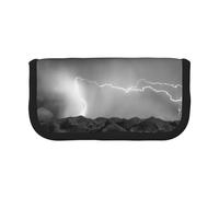 MKNAZ Thunder Landscape Printed Canvas Pencil Case Large Capacity Pen Pouch Stationery Organiser, Makeup Cosmetic Bag for School Office Travel, Student Gifts
