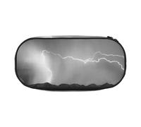 MKNAZ Thunder Landscape Printed Pencil Case & Makeup Pouch Oxford Fabric Stationery Pouch Unisex Pencil Box for School/Office/Travel