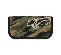 MKNAZ Tiger Stripe Camouflage Printed Canvas Pencil Case Large Capacity Pen Pouch Stationery Organiser, Makeup Cosmetic Bag for School Office Travel, Student Gifts