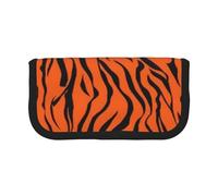 MKNAZ Tiger Stripes Orange Pattern Printed Canvas Pencil Case Large Capacity Pen Pouch Stationery Organiser, Makeup Cosmetic Bag for School Office Travel, Student Gifts